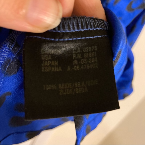 Vintage Escada Margaretha Ley Blue Silk Dalmatians Blouse - Picture 6 of 10